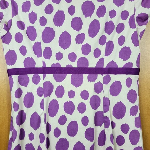 Boden Purple Polka Dot Empire Waist Scoop Neck Dress - 6R - Picture 4 of 12